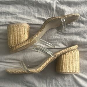 Dolce Vita clear strap raffia chuck heel slides Size 9.5
